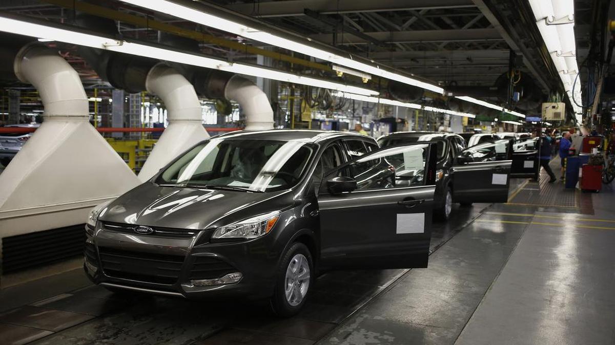 Ford Escape sport utility vehicles are on the production line at the Ford plant in Louisville, Ky.