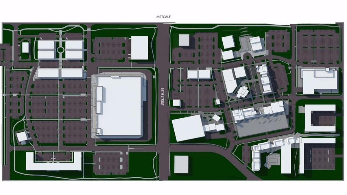 
The current Central Square plan includes a mix of shops, offices, residences and public spaces for both sides of 95th Street east of Metcalf Avenue — and a large “big box” store south of 95th Street, which some people don’t like.

