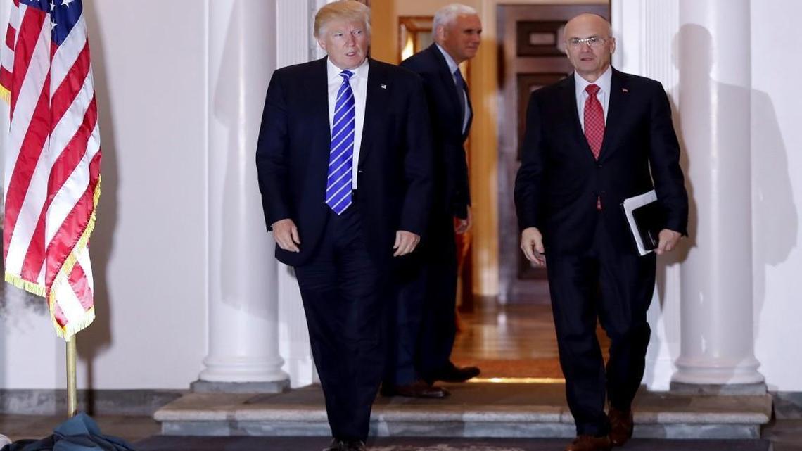 President-elect Donald Trump and Andy Puzder, chief executive of CKE Restaurants, were seen together last month at the Trump National Golf Club Bedminster clubhouse in Bedminster, N.J. Trump apparently has tapped Puzder to be secretary of labor.