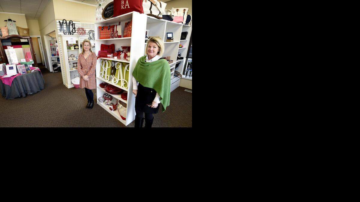 
The Monogram Shop was the brainchild for Julie Granstaff (right). who had worked as a buyer for Saks Fifth Avenue in New York. She moved here, married and had children and then started her own business. She opened the Monogram Shop in downtown Overland Park and brought her sister, Pam Gray, on board to help out.
