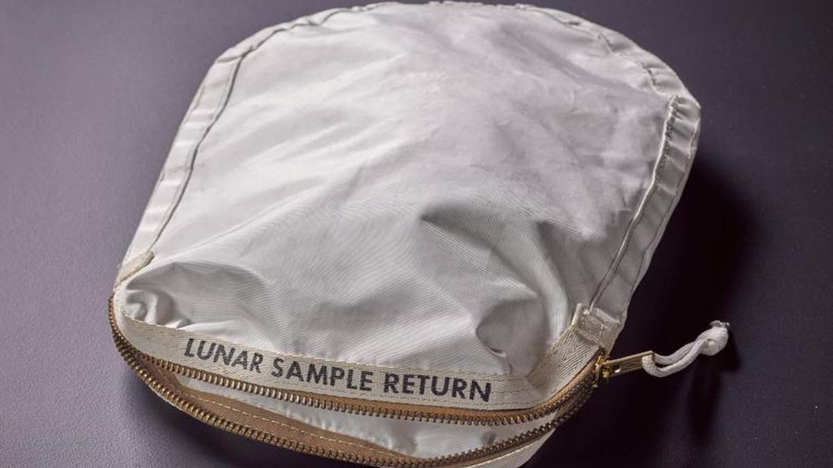 This lunar sample collection bag from Apollo 11 got overlooked in the collection of Cosmosphere and Space Center in Hutchinson, Kan., and ended up in a public auction.