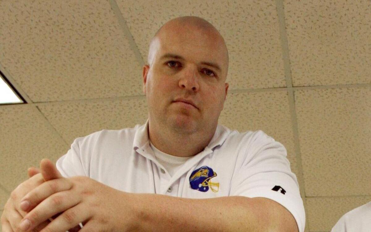 Mike Jasiczek, an Olathe South High School social science teacher and an assistant football coach last fall, will not return to school this year according to a note sent to parents from the principal. He is pictured here in 2007.