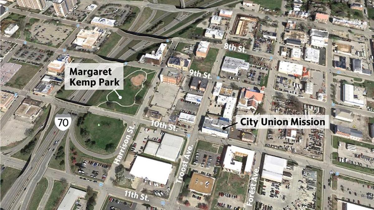 This map shows how close City Union Mission is to Kemp Park. The mission is suing the Jackson County Sheriff over a law prohibiting some convicted sex offenders from being in or near parks.