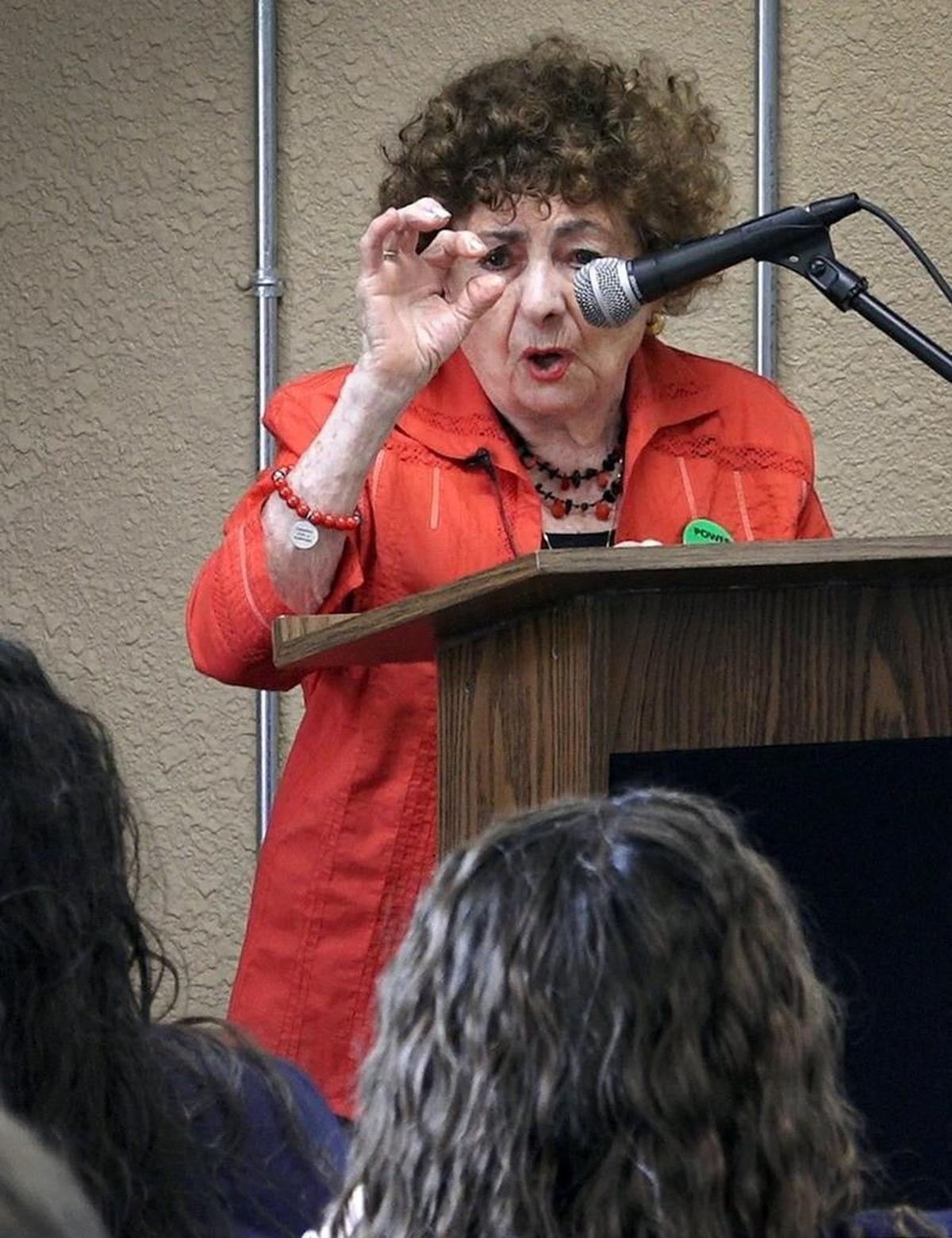 Holocaust survivor Sonia Warshawski talked about looking through a small hole in her barracks’ door to see her mother for the last time, walking toward the gas chamber.