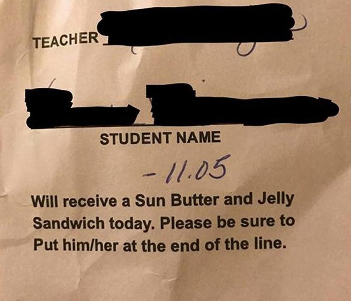 This note was given to another student at Harrisonville Elementary School, according to the student’s parent.