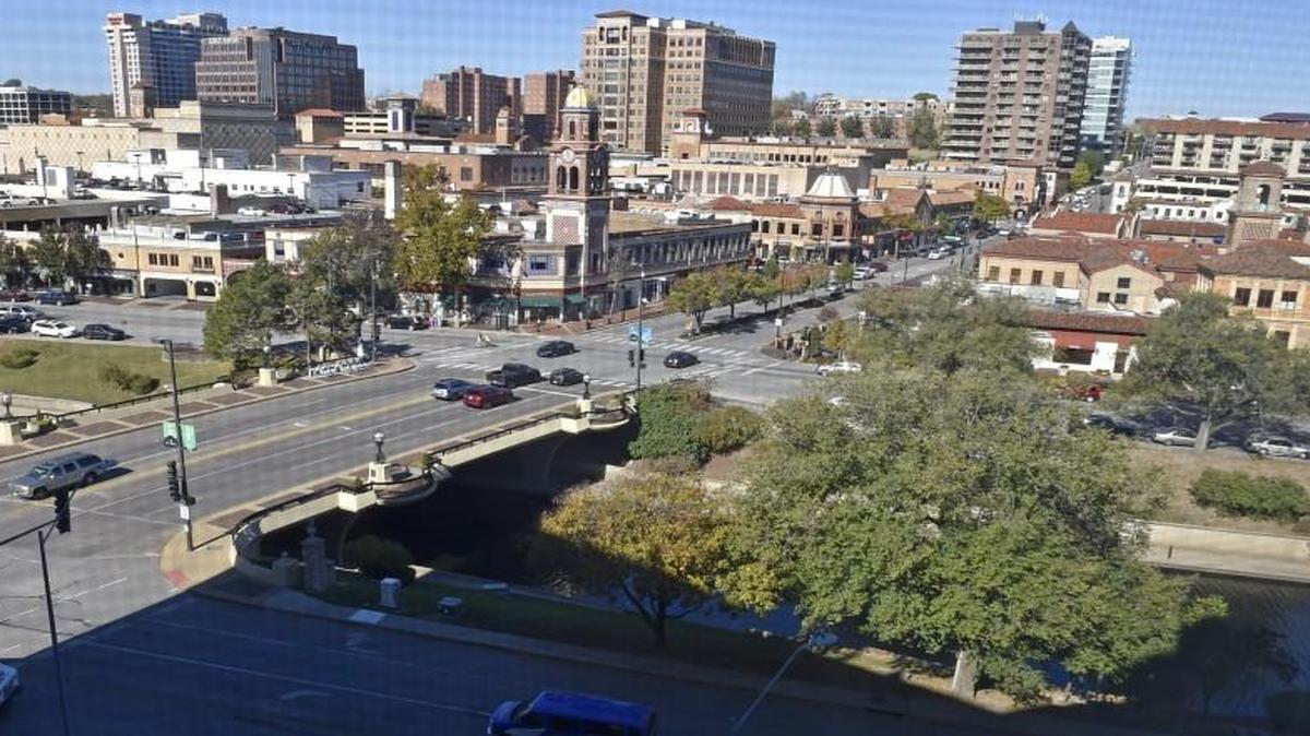 The Raphael Hotel, south of the Country Club Plaza at Wornall Road, says Thanksgiving is one of the hotel’s highest occupancy and highest revenue days of the whole year, thanks to the annual lighting ceremony. This view of the Plaza is from the seventh floor of the Raphael.