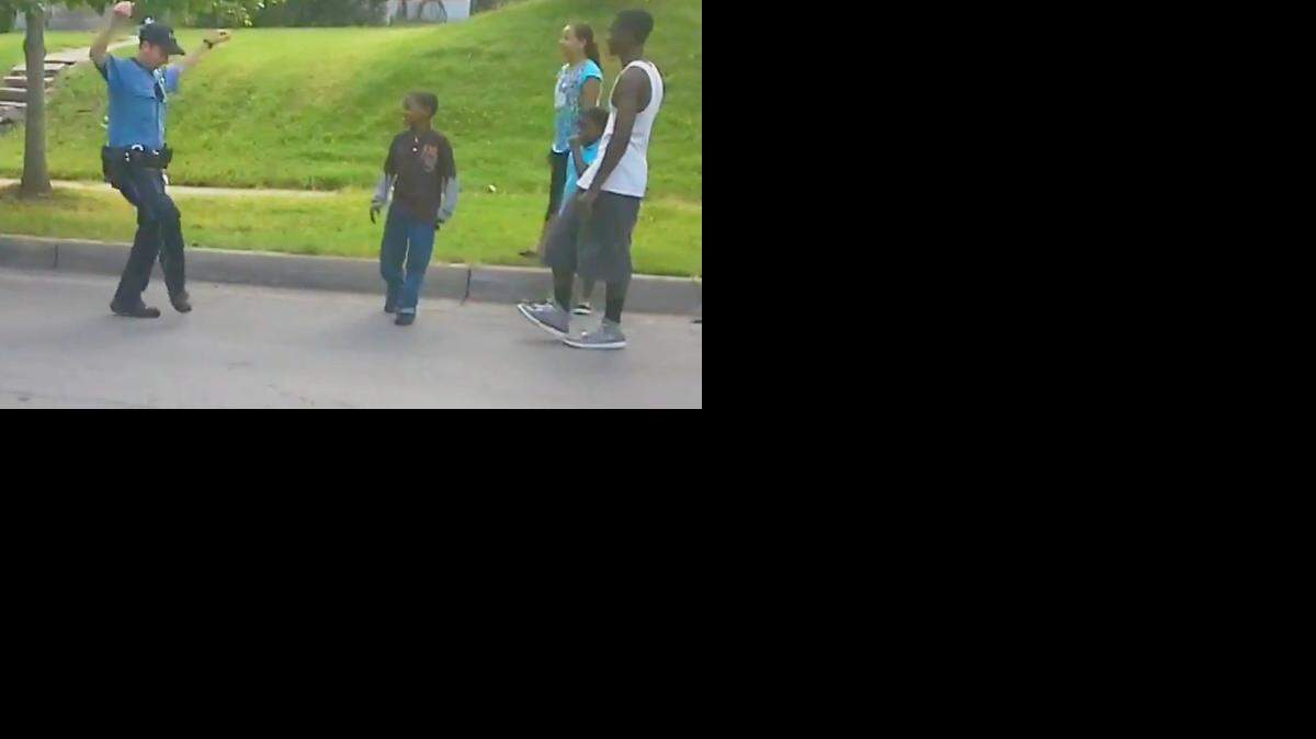 
A Kansas City police officer gets in an impromptu dance-off with neighborhood kids.
