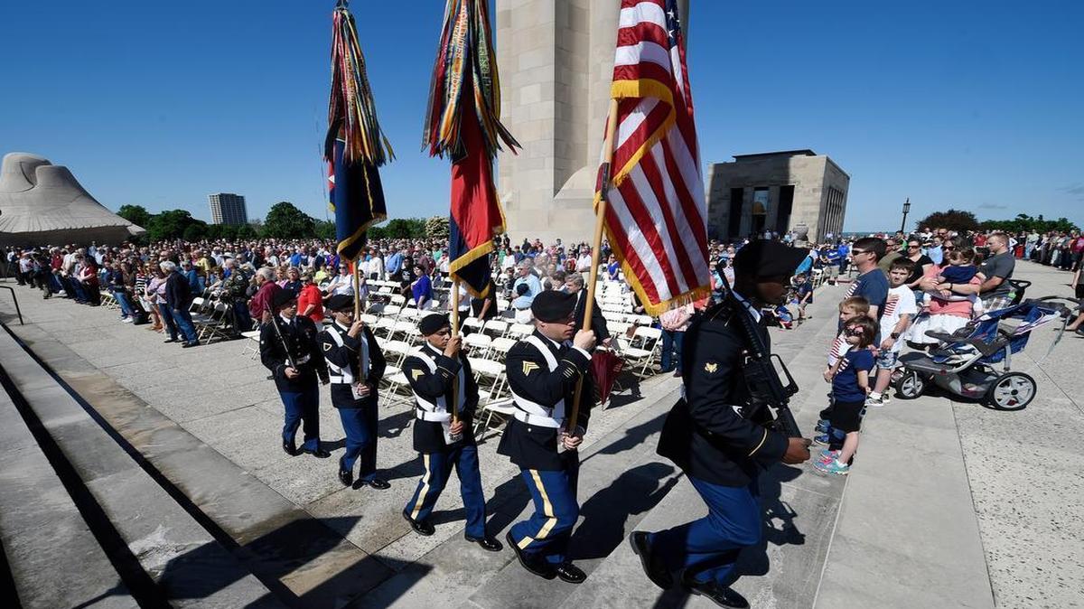 
The presentation of the colors during Memorial Day ceremonies at the National WWI Museum and Memorial was done by the 299 BSB, 2nd Armored Brigade Combat Team from the 1st Infantry Division, Fort Riley.
