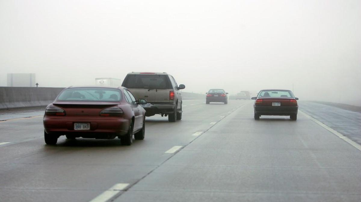 A defense fog blanketed Kansas City during the morning rush hour Monday, bringing the possibility of freezing fog to areas below freezing. The freezing fog could make some roadways, especially bridges, slick. Drivers were urged to use caution when driving into work.