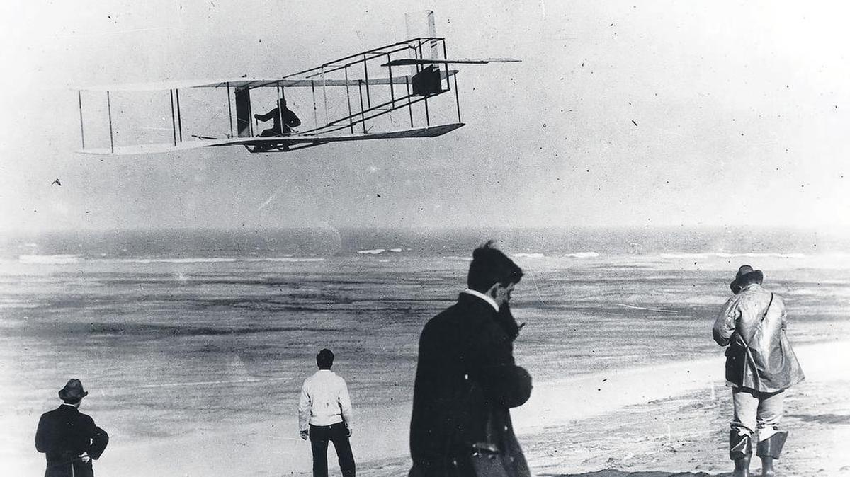 In this undated file photo, Orville and Wilbur Wright test their airplane on a beach. The patent for their invention was lost for 36 years until a Kansas City archivist found it last month. (AP Photo/File)