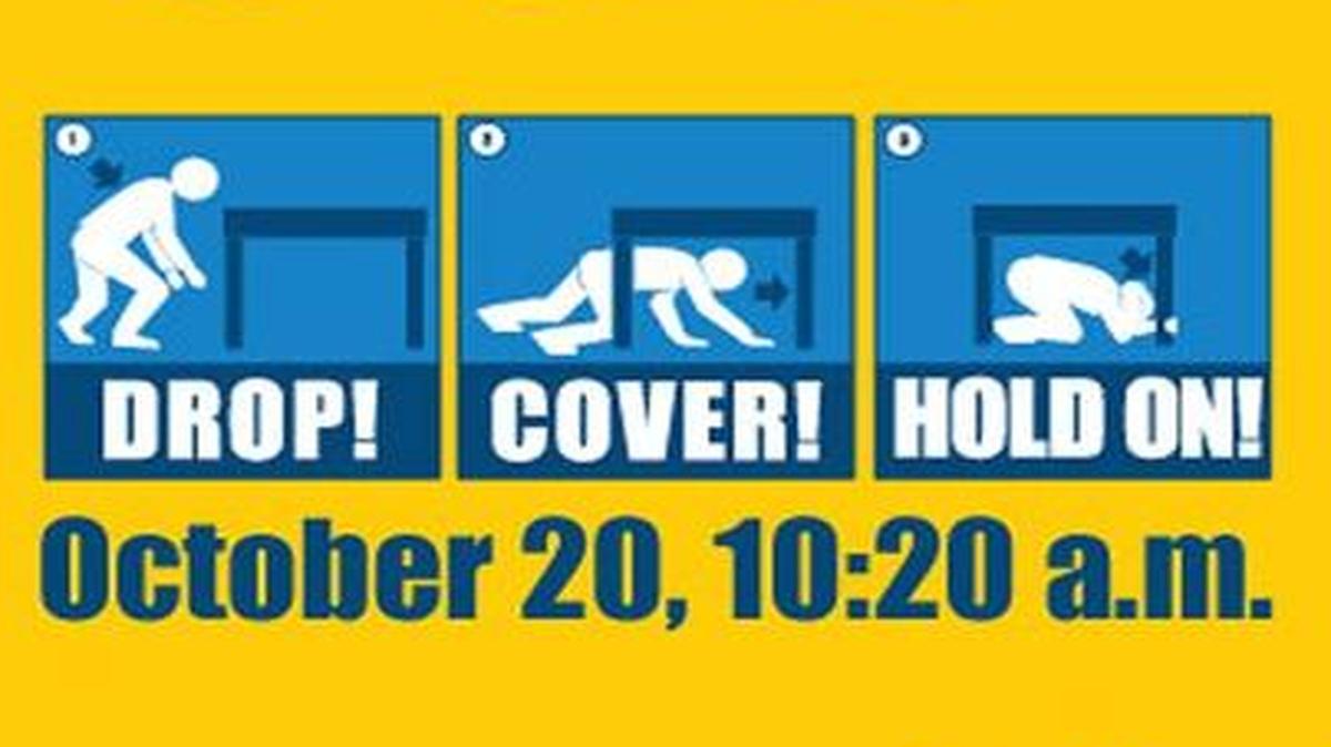 The ShakeOut earthquake drill encourages people to practice protecting themselves if an earthquake occurs.