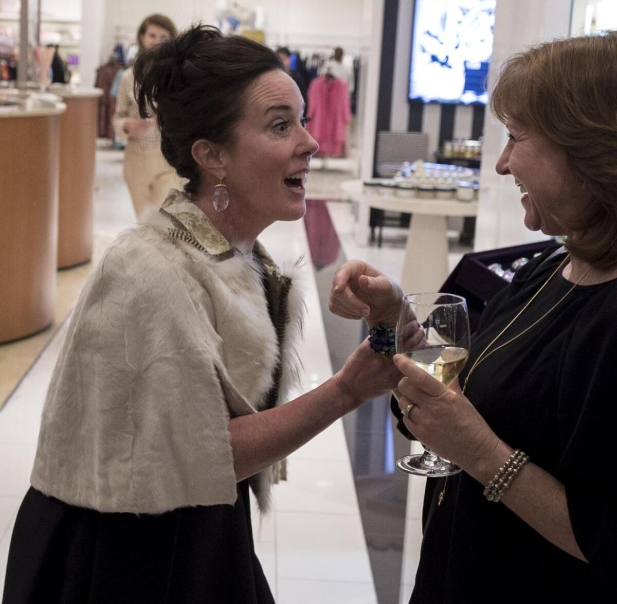 Kate Spade meeting a former classmate and friend from St. Teresa’s Academy, at Hall’s on Grand at Crown Center Plaza in 2016 in Kansas City, Missouri.