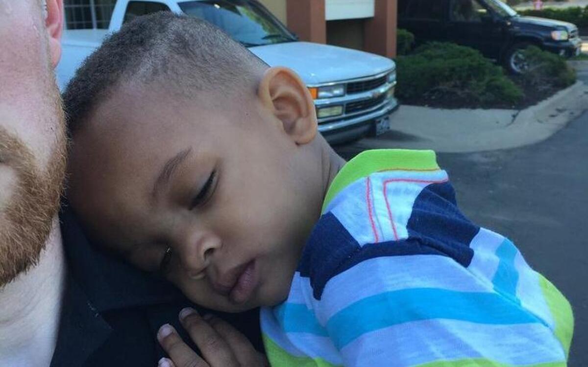 Authorities reunited a small child found Saturday in Merriam with his parents.