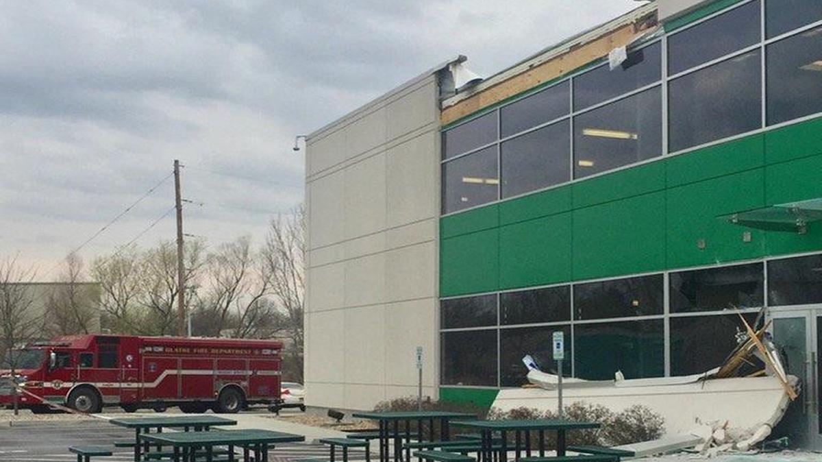 Technical rescue crews with the Olathe Fire Department were working Friday to repair a partial wall collapse on a building near an industrial area.