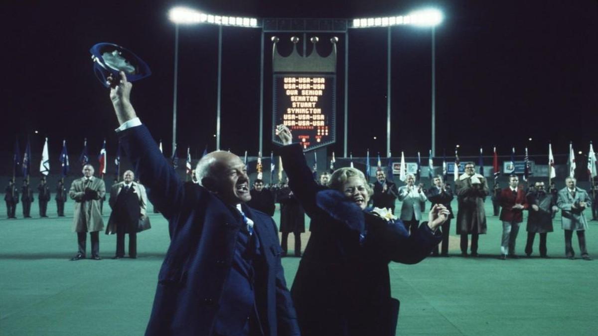 Ewing and Muriel Kauffman waved to fans at the 1973 home opener at the brand-new Royals Stadium.