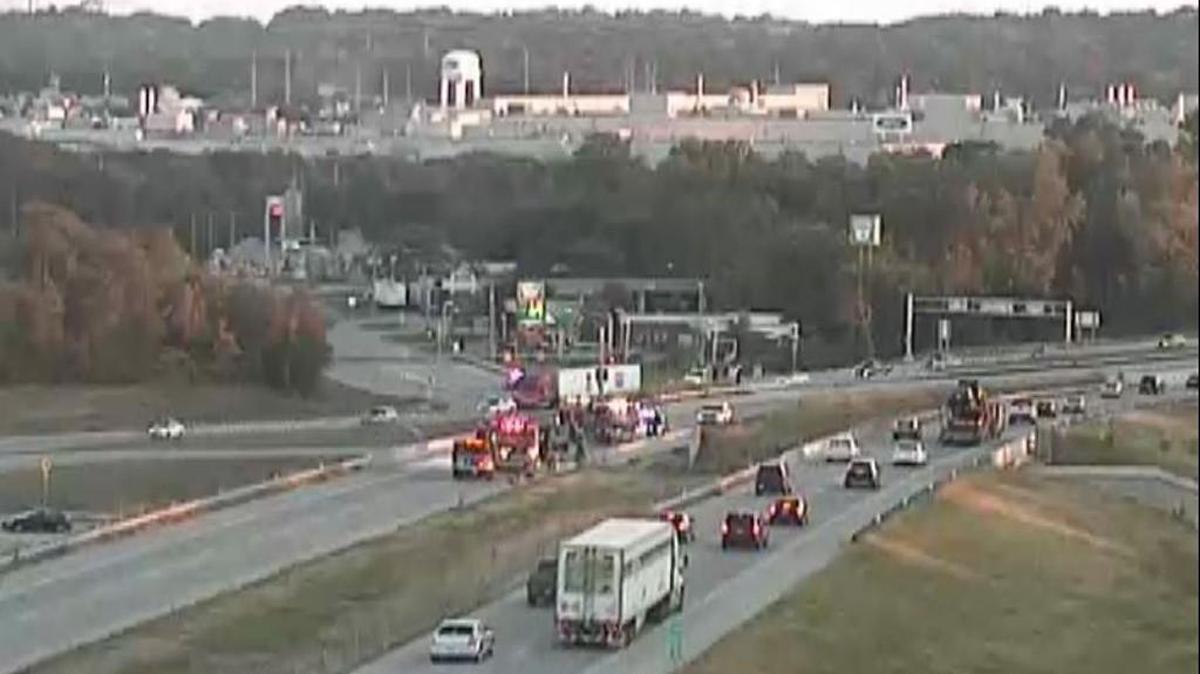 A fiery rollover wreck shutdown Interstate 35 near U.S. 69 in Liberty.