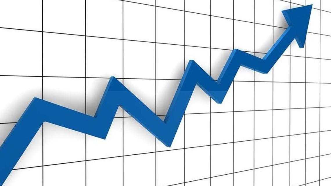 3d, graph, arrow, blue, success, finance, diagram