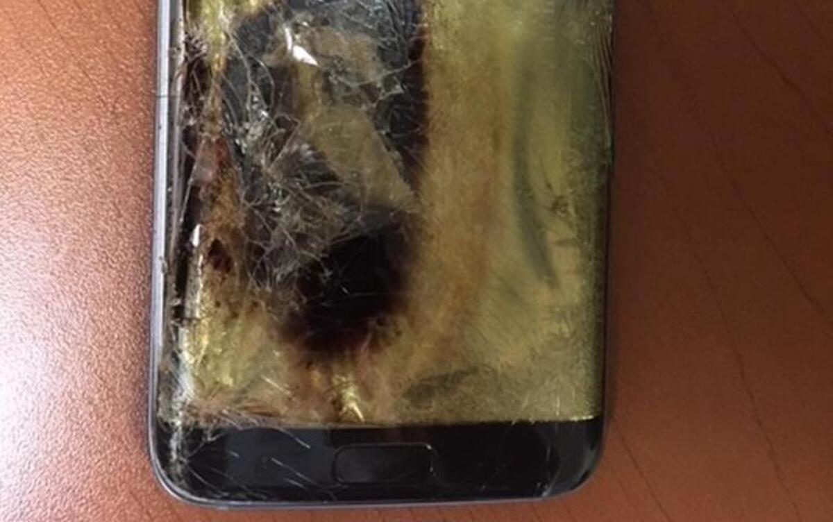 A class at Staley High School was briefly disrupted Thursday morning when a student’s cellphone (shown here) caught fire.