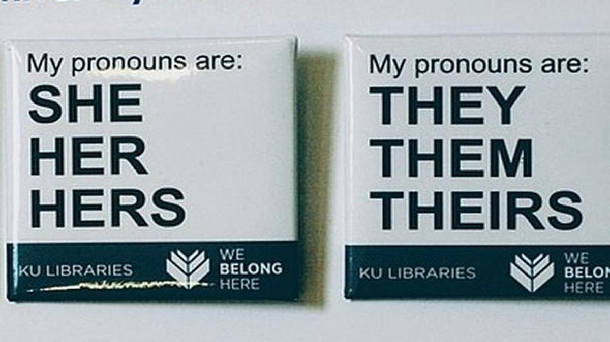University of Kansas library workers now are wearing preferred gender buttons as part of a diversity and inclusion campaign