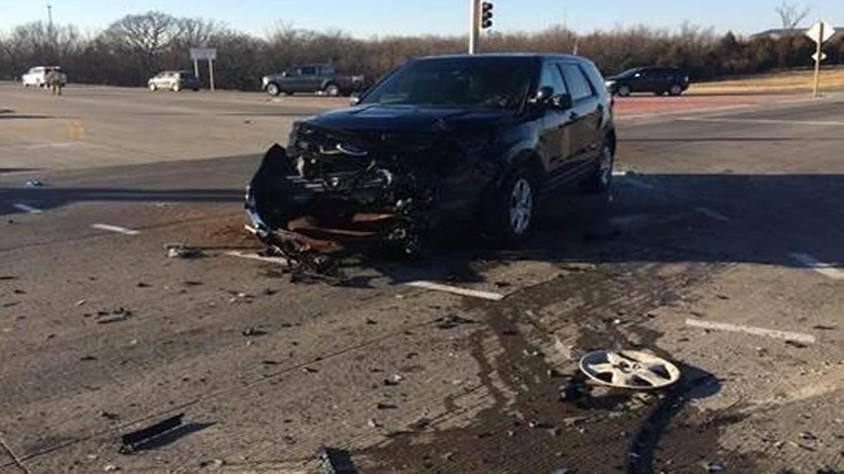 The southbound lanes of Kansas 7 at Speaker Road in Bonner Springs were closed Tuesday afternoon after a crash involving a trooper from the Kansas Highway Patrol.