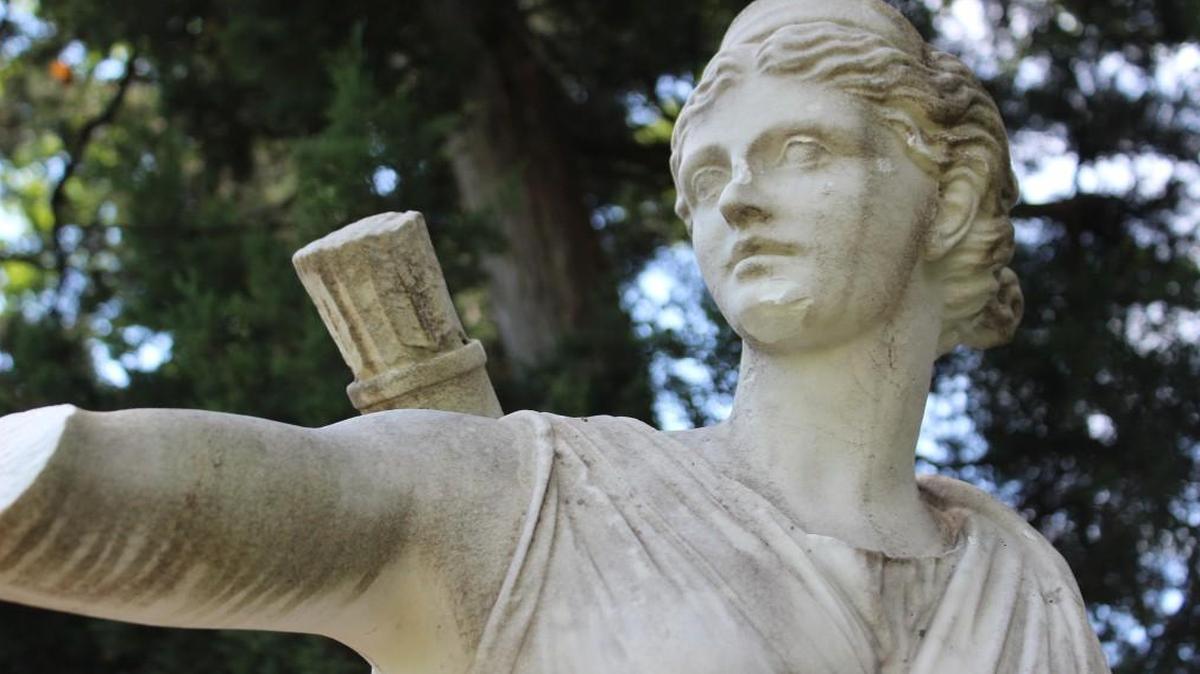 This marble sculpture of Diana at 68th Terrace and Ward Parkway is due for a scrubbing. Adopt A Monument will give a cleaning demonstration on July 29 so residents can learn how to maintain the sculptures that dot the neighborhoods throughout J.C. Nichols’ Country Club District.
