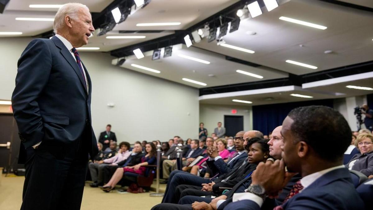 
Vice President Joe Biden spoke Monday at the Champions of Change Law Enforcement and Youth meeting at the White House. Among those honored at the event were Anthony Davis, an officer with the Bonner Springs Police Department, and Blake McMahan, a senior at Bonner Springs High School.
