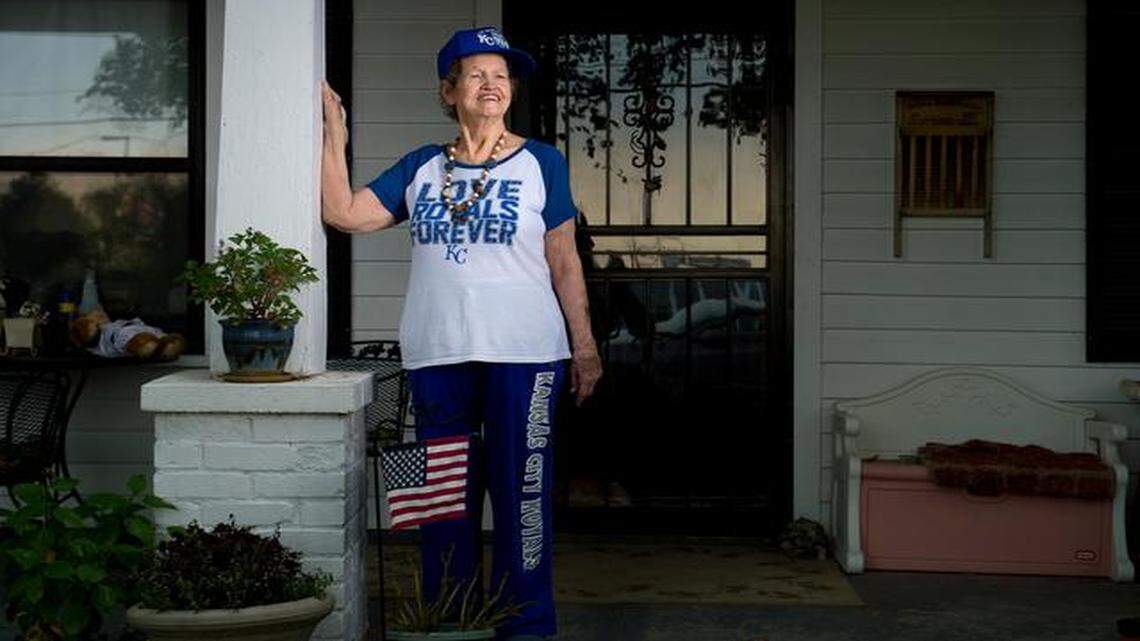 
Betty Bright opens her door to hear the noise from nearby Kauffman Stadium during Royals home games. More than a year ago, she was told she had months to live, but Bright is still cheering as loudly as ever. 
