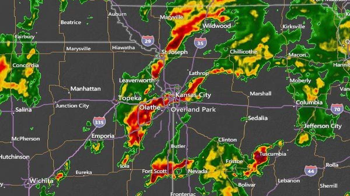 
A radar image of the Kansas City area at 11:30 a.m. Thursday
