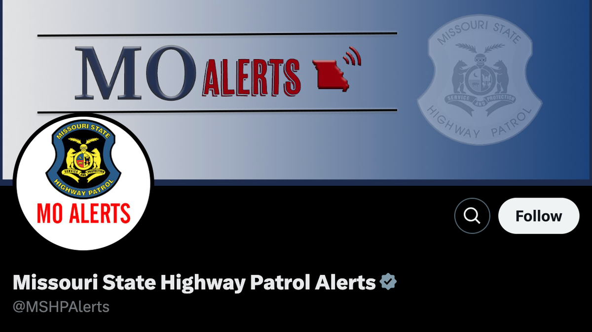 A June 2 Blue Alert linked to the Missouri State Highway Patrol Alerts page on the social media platform X.