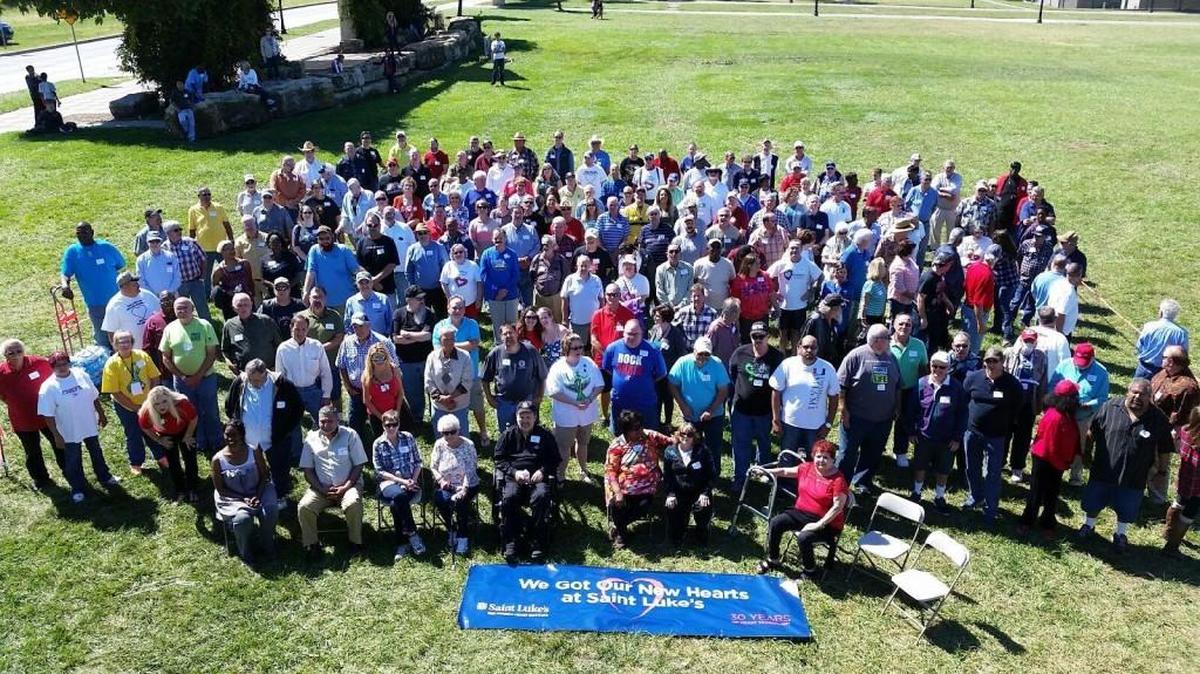 
St. Luke’s Hospital heart transplant recipients gathered for a photo Saturday while hoping to tie or break the world record for largest gathering of heart transplant survivors. They fell two short of tying the record of 189, officials said.
