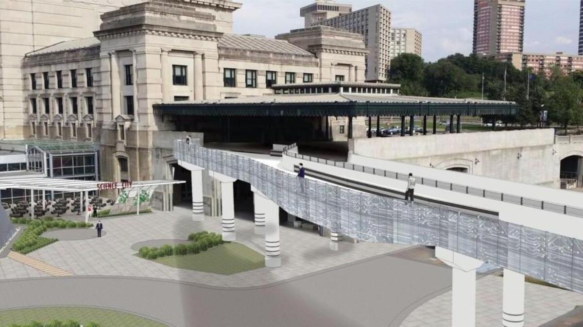 This artist’s rendering shows a new vehicular and pedestrian bridge at Union Station.