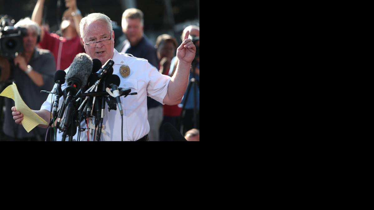
Ferguson Police Chief Thomas Jackson Ferguson police identified officer Darren Wilson as shooter of Michael Brown on Friday at the burned QuickTrip located on West Florissant in Ferguson, Mo.

