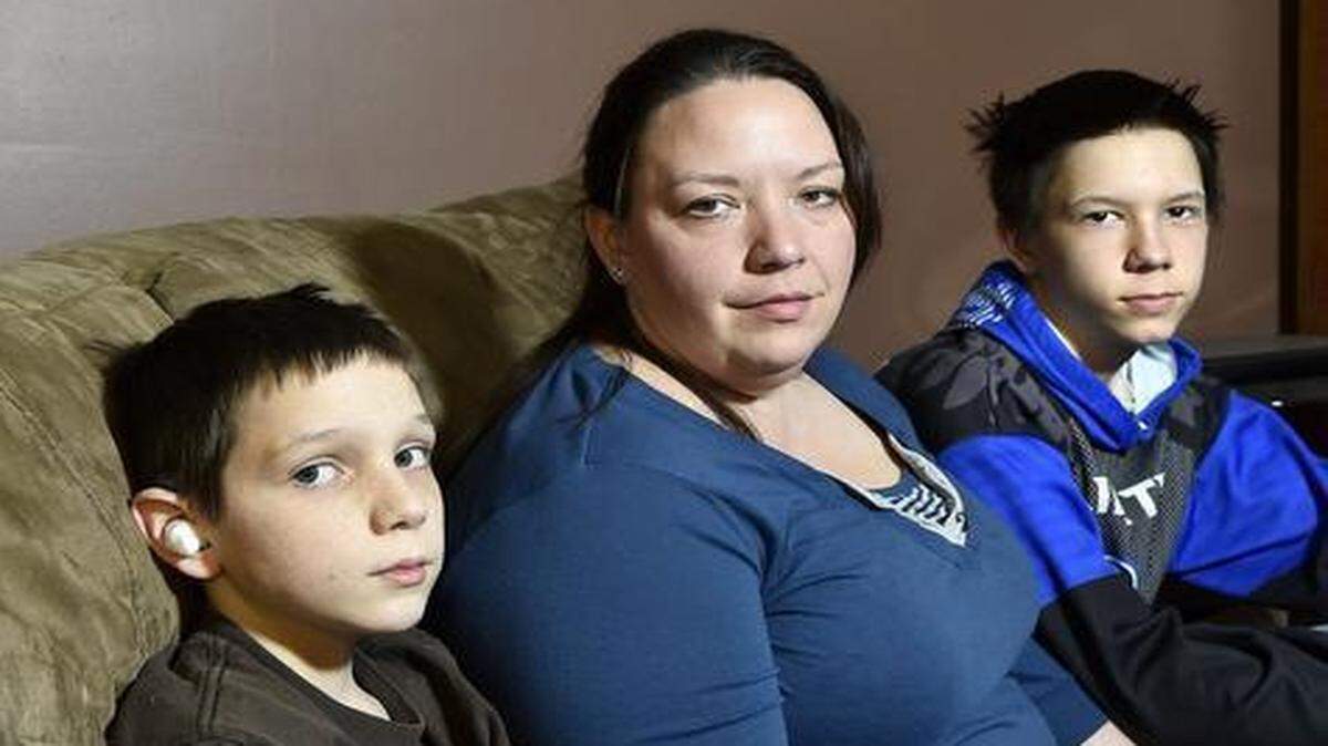 
Twelve-year-old Blake Kitchen (left) was severely beaten during breakfast at Liberty Middle School by the same child who had been bullying his older brother, Preston Kitchen, 14, according to their mother, Destiny Kitchen. She said she had complained in writing to the school last month about the bully. Blake suffered a fractured jaw, skull and damaged inner ear. He returned home this week after five days in the hospital.
