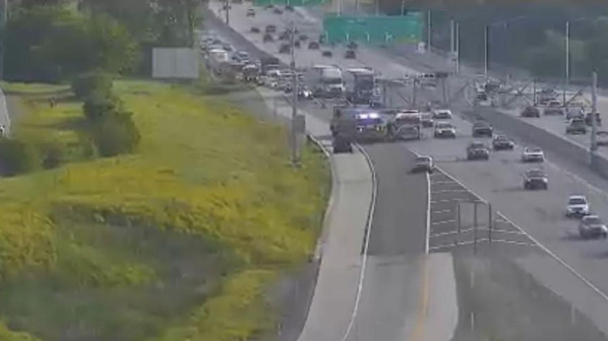 The exit from southbound Interstate 35 to westbound Interstate 435 in Lenexa was temporarily closed during Monday’s rush hour while firefighters battled a car fire.