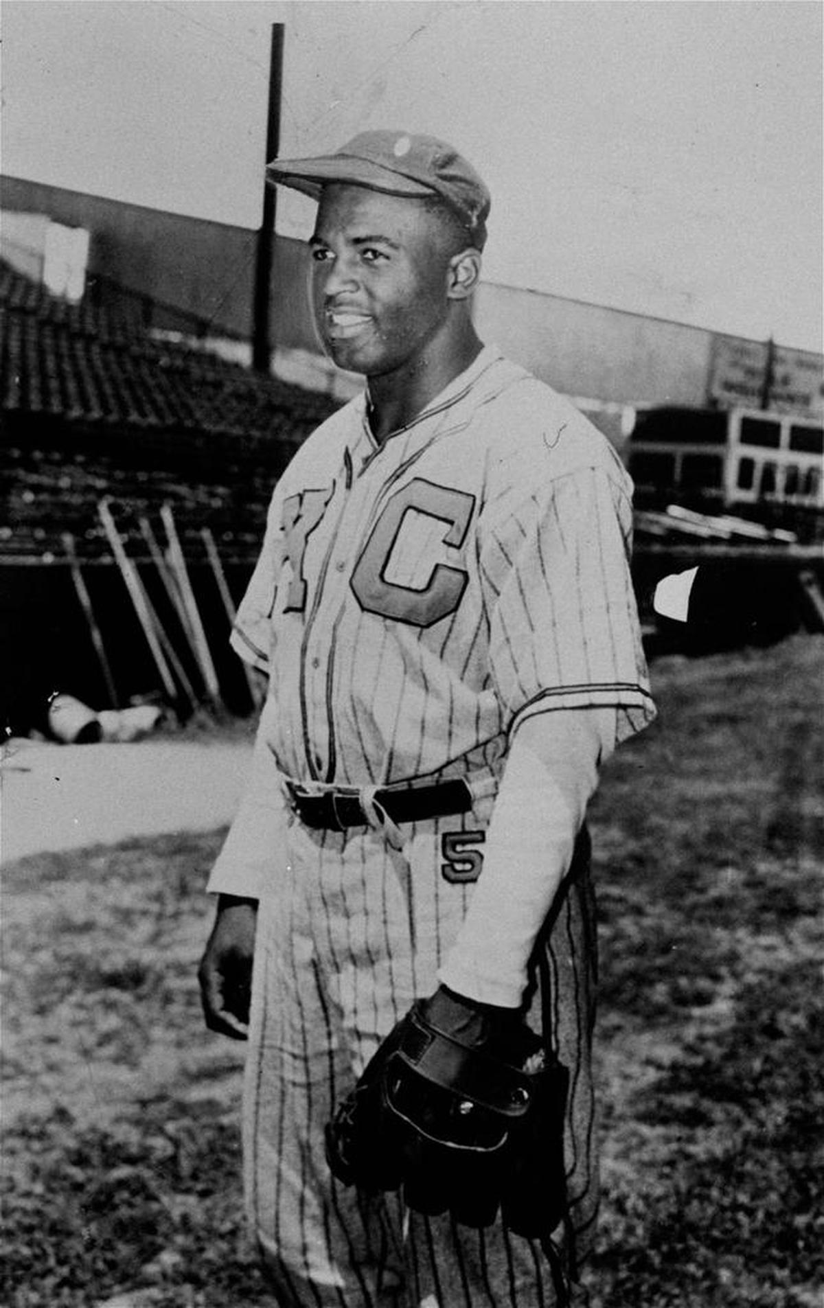 Jackie Robinson played for the Kansas City Monarchs in 1945.