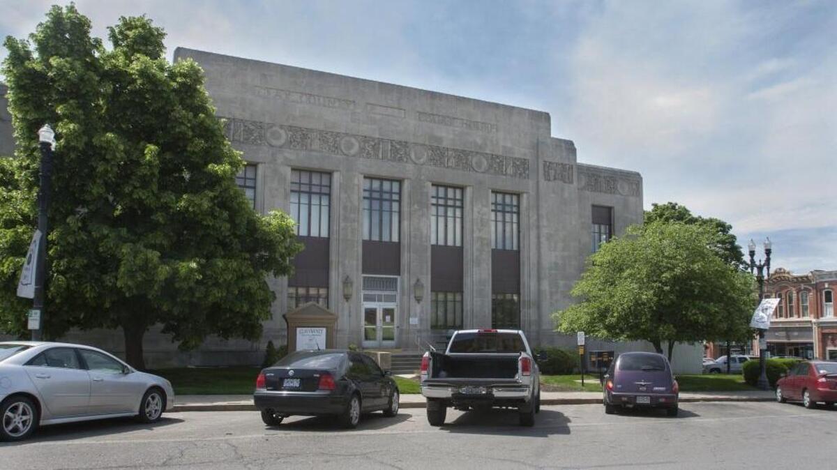 The Clay County administration building sits in the center of the downtown square in Liberty. 