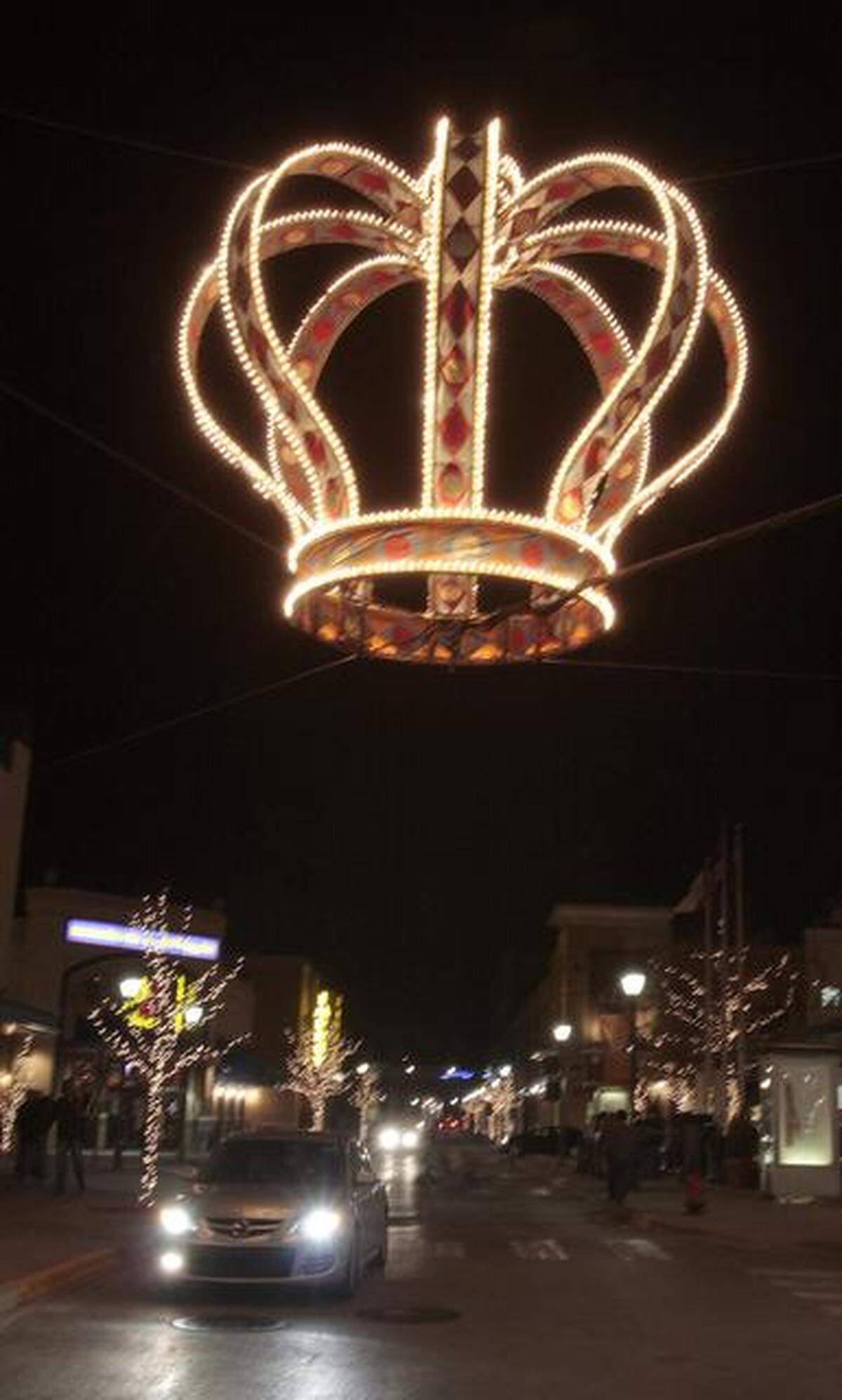 One of the Christmas crowns at Zona Rosa.