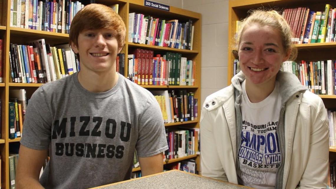 Nick McCleave (left) and Hannah Gibbs are the Students of the Month for December at Harrisonville High School.