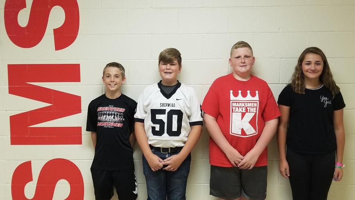 Student Council officers at Sherwood Middle School are (from left) Eli Chaikin, Jackson Brown, Tyler Klinkenberg and Josie Rempfer.