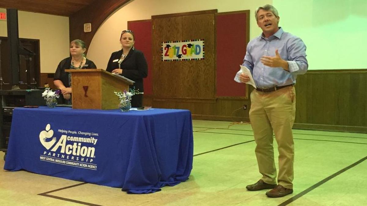 Chris Thompson, president and CEO of the West Central Missouri Community Action Agency, thanked the student mentors and senior citizens for participating in Cyber Seniors. In praising the community partnerships in Cass County, he specifically thanked Cass County Commissioner Jim Odom and Raymore Mayor Kris Turnbow, who attended the event.