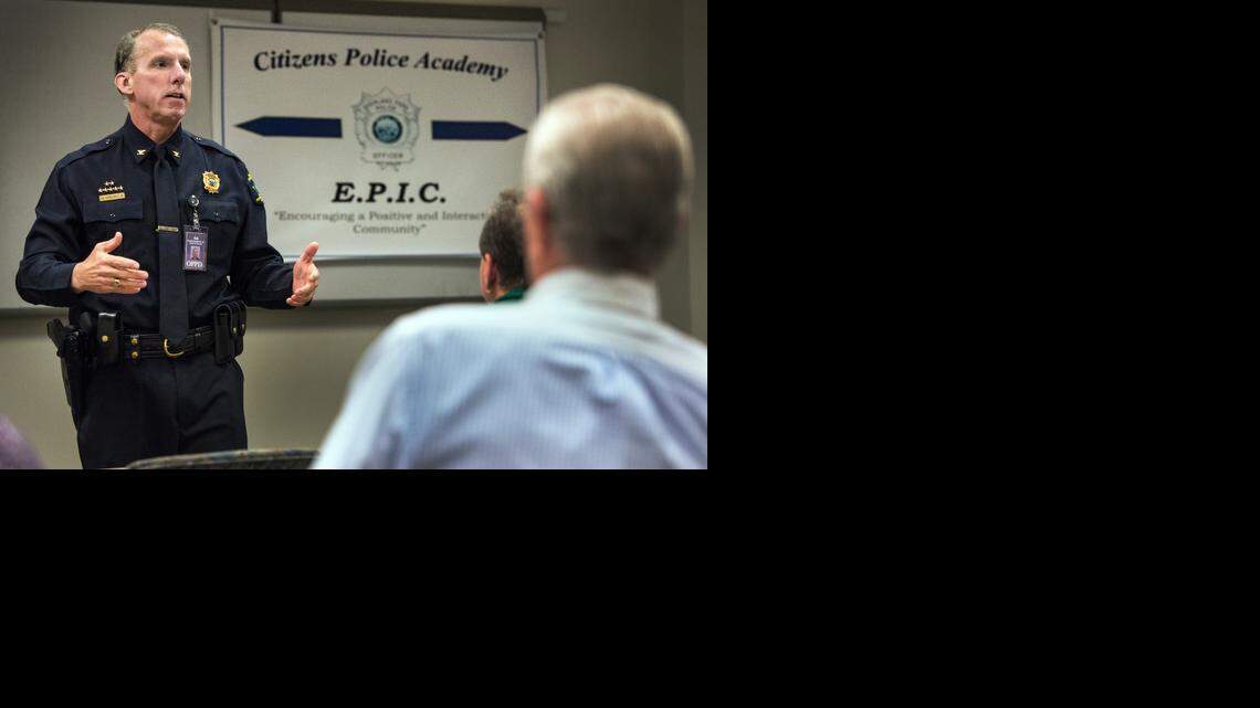 The Overland Park Police Department offers a Citizens Police Academy to foster a closer relationship between police and the community. “We want you to learn what we do and why we do it,” says Police Chief Frank Donchez Jr. Here Donchez spoke at the citizens academy’s graduation last week.