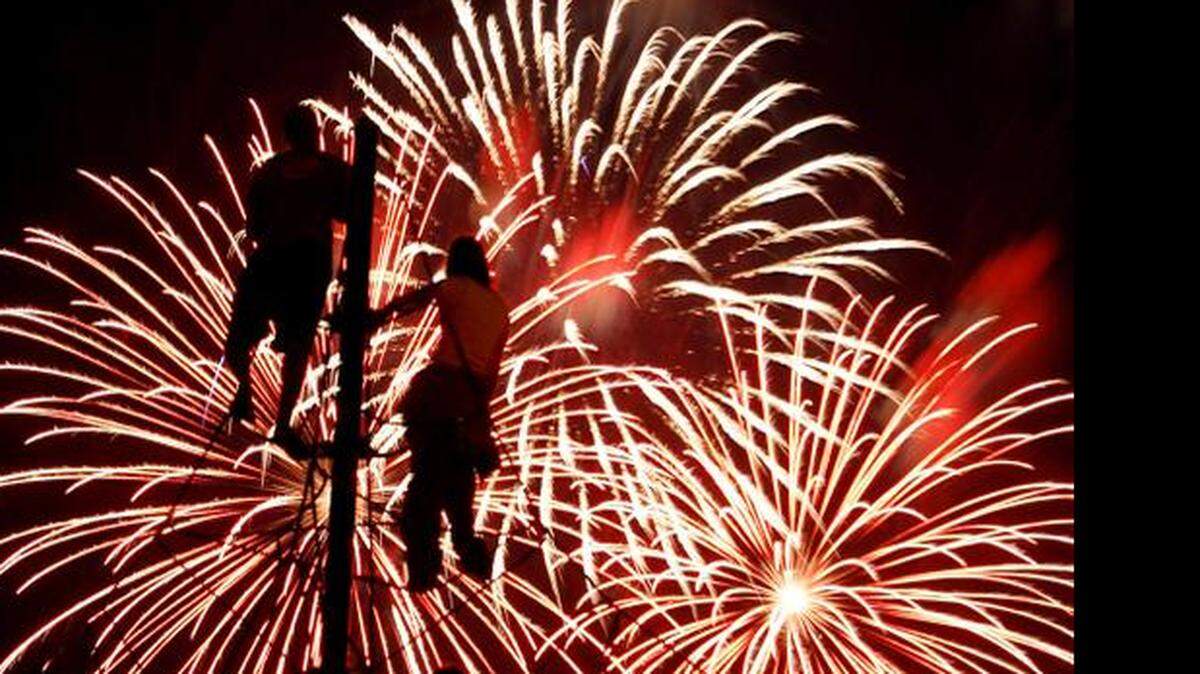 Modern fireworks displays feature a rainbow of colors that light up the sky, such as in this 2008 fireworks show in Kearney.