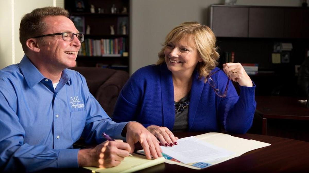 ARJ owner Lisa Sackuvich with account manager Jim Ford