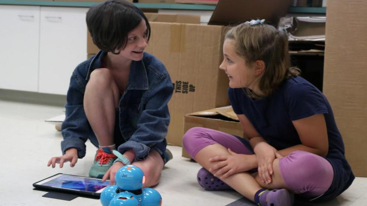 Schools such as Bluejacket-Flint Elementary in Shawnee are incorporating technological lessons into the curriculum by using innovation centers known as makerspaces. Students are encouraged to learn to create code for different forms of technology. An example: these Dash and Dot robots, which the kids can control with different apps. Sixth-graders Alissa Gray and Evie Parnell work with the Dash and Dot robots at the school located at 11615 W. 49th Terrace.