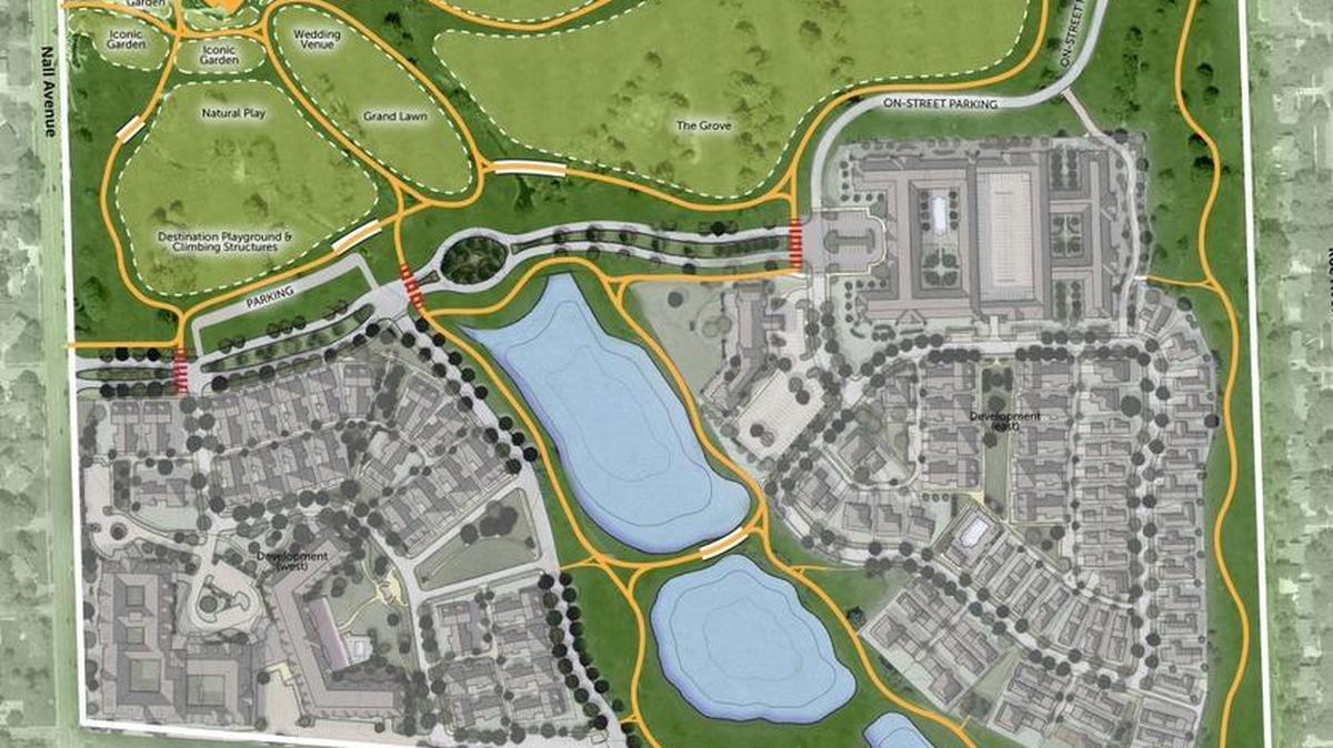 
An updated master plan for the Meadowbrook Golf and Country Club proposal is shown above, while an earlier map is seen below.
