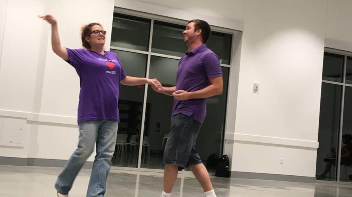 Lyndsey Agron, who plays Lady of the Lake, and Ken Koval, who debuts as Galahad, rehearse for Theatre in the Park’s opening musical, “Spamalot.”