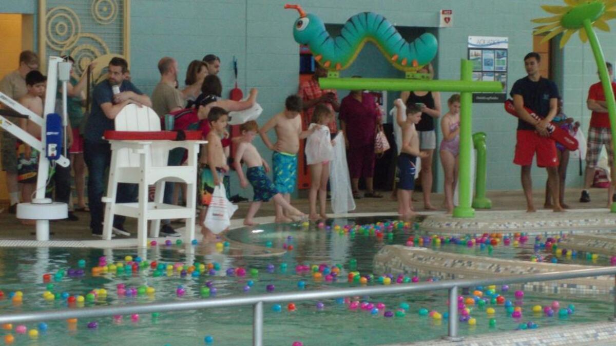 Eager kids are ready to take the plunge for prizes.