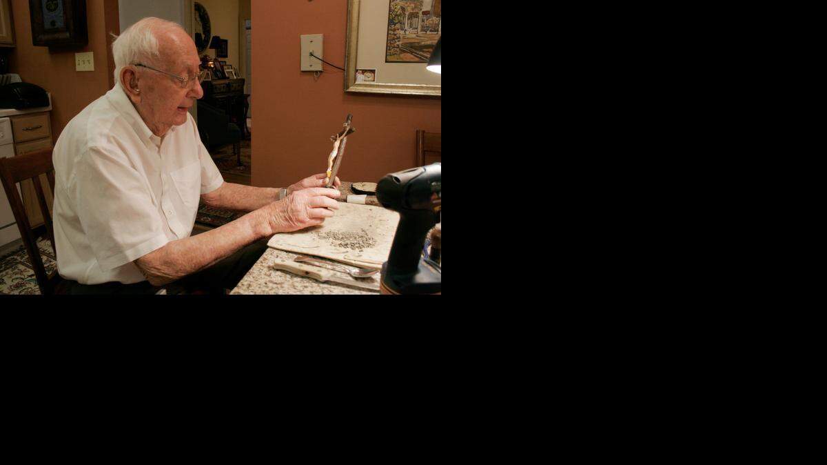 
Robert Cunningham Sr. makes crucifixes by hand and also repairs rosaries.
