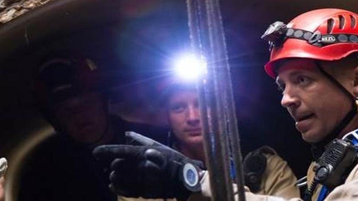 Josh Rauh leads a training exercise in confined space rescues below the streets of Lenexa.