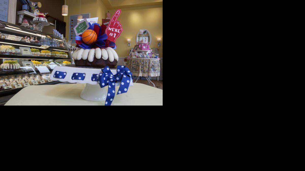 
An 8-inch chocolate chocolate chip Bundt cake with a sports theme is one of the options at Nothing Bundt Cakes, 13420 Metcalf Ave., Overland Park.

